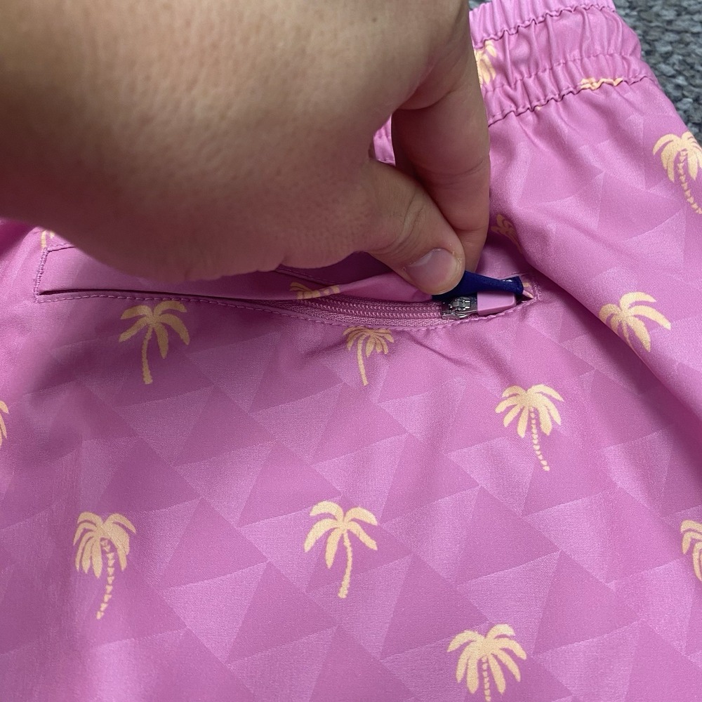 CHUBBIES MENS XL the Gumballs 5.5" SWIM TRUNKS mesh liner pink palm tree beach - Picture 6 of 7